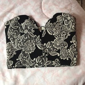 Strapless black and white top